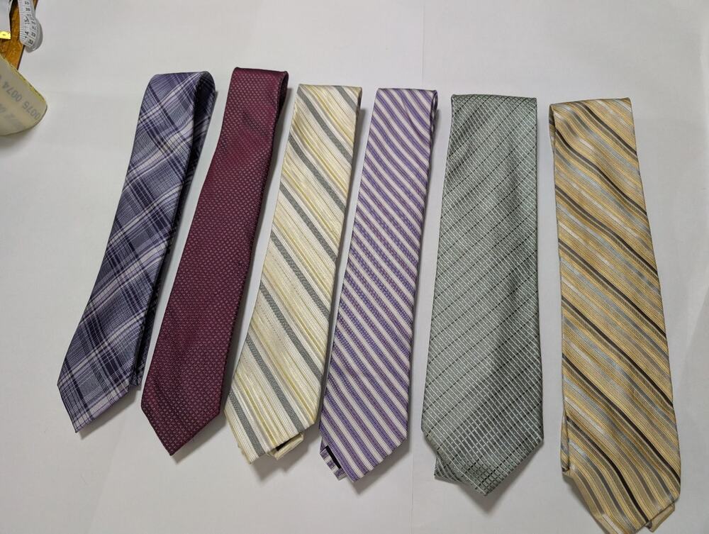 Calvin Klein Men's Necktie Lot of 6 Silk & Polyester Plaid Striped Textured Ties